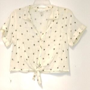 Kirious Los Angeles 100% cotton cropped cream blouse Size: S